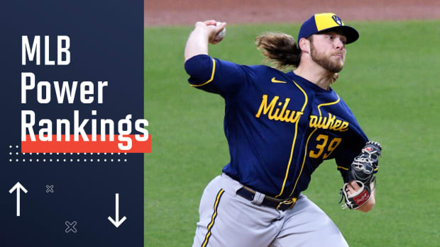 Brewers pitcher Corbin Burnes on the field